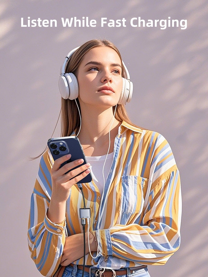كابل تايم محول USB-C إلى منفذ سماعة رأس وشاحن 3.5 ملم - Image 5